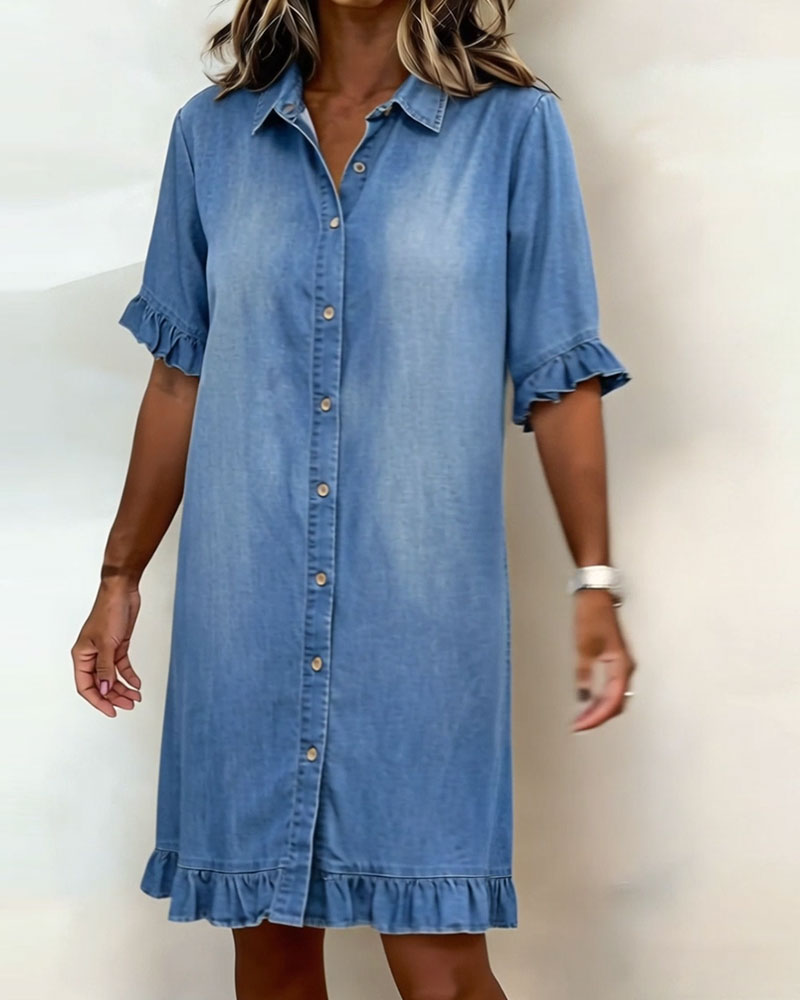 Van Delft Mode® | Mukava denim-mekko imartelevilla rypytyksillä