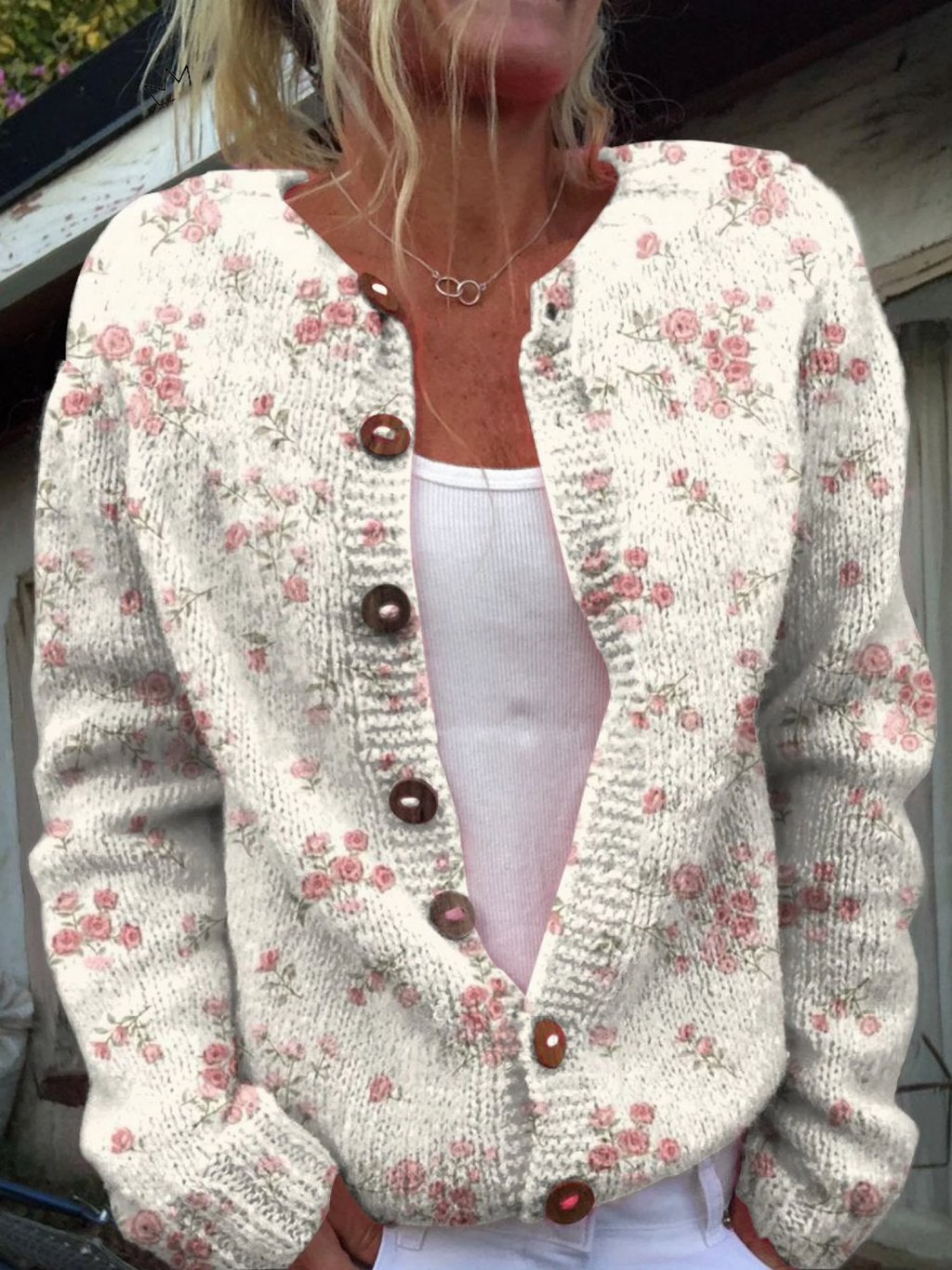 Vintage Kukallinen Neulecardigan Naisille