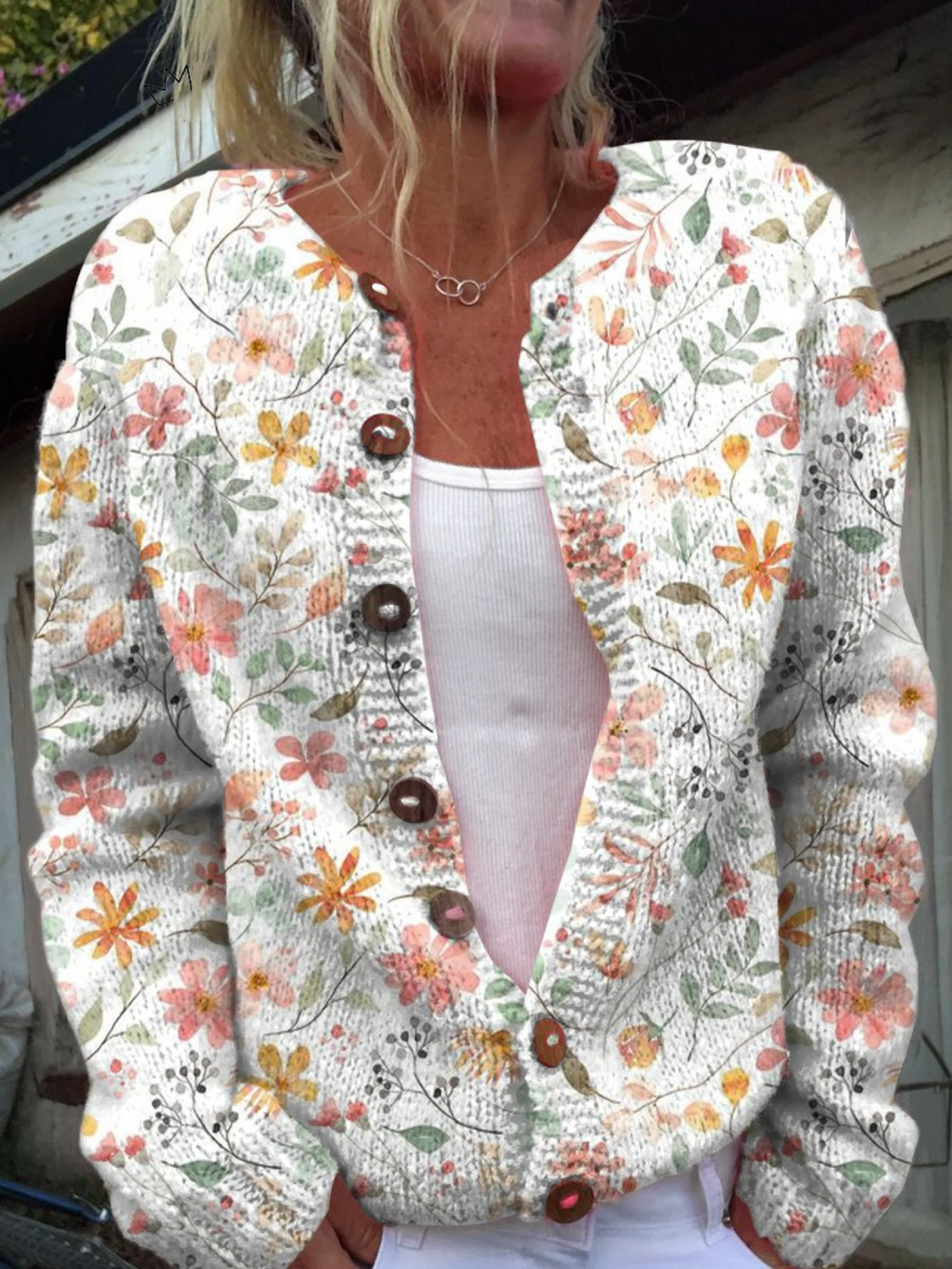 Vintage Kukallinen Neulecardigan Naisille