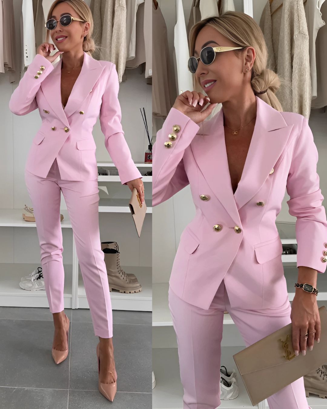 Maria | Naisellinen eleganssi mekko kaksinkertaisilla napeilla ja slim-fit leikkauksella