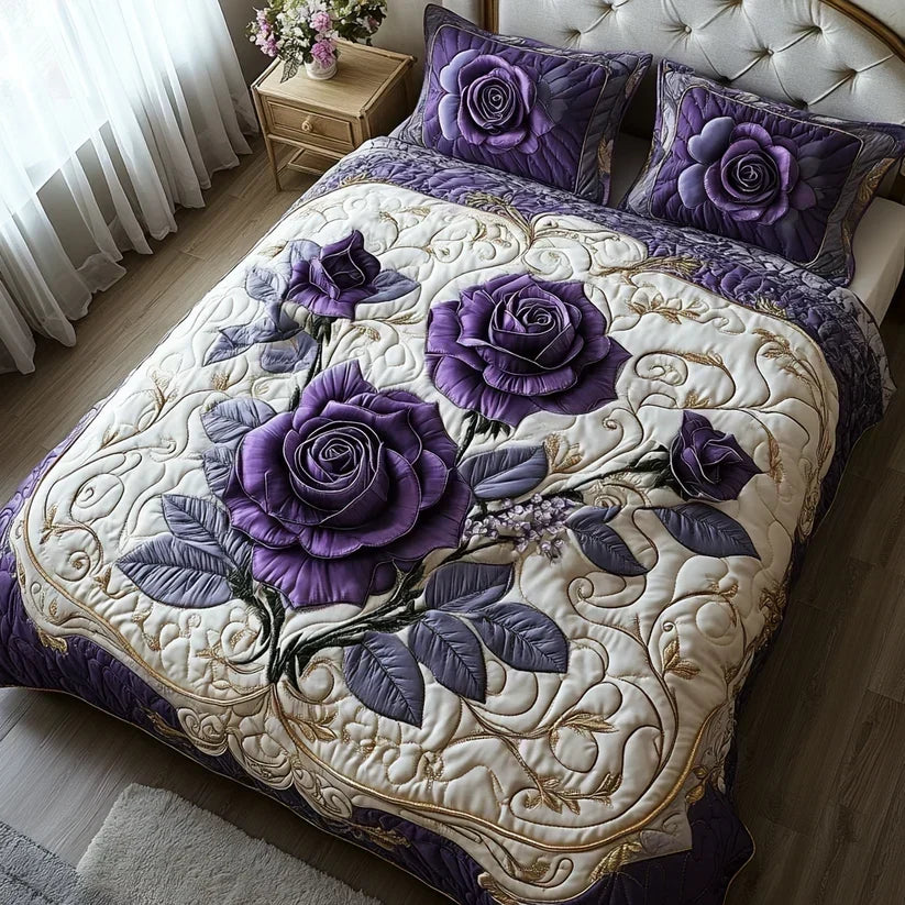 Pehmustettu Vuodevaatesetti 3 Osaa – Violetin Vaaleanpunainen
