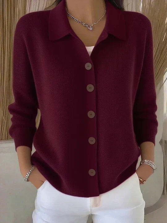 Isabelle | Napillinen Polo-kauluksellinen Villatakki