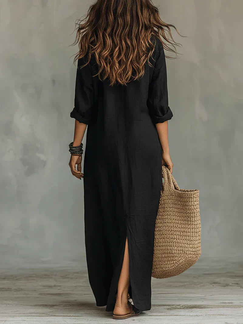 Céline™ | Musta Maxi Mekko Napilla