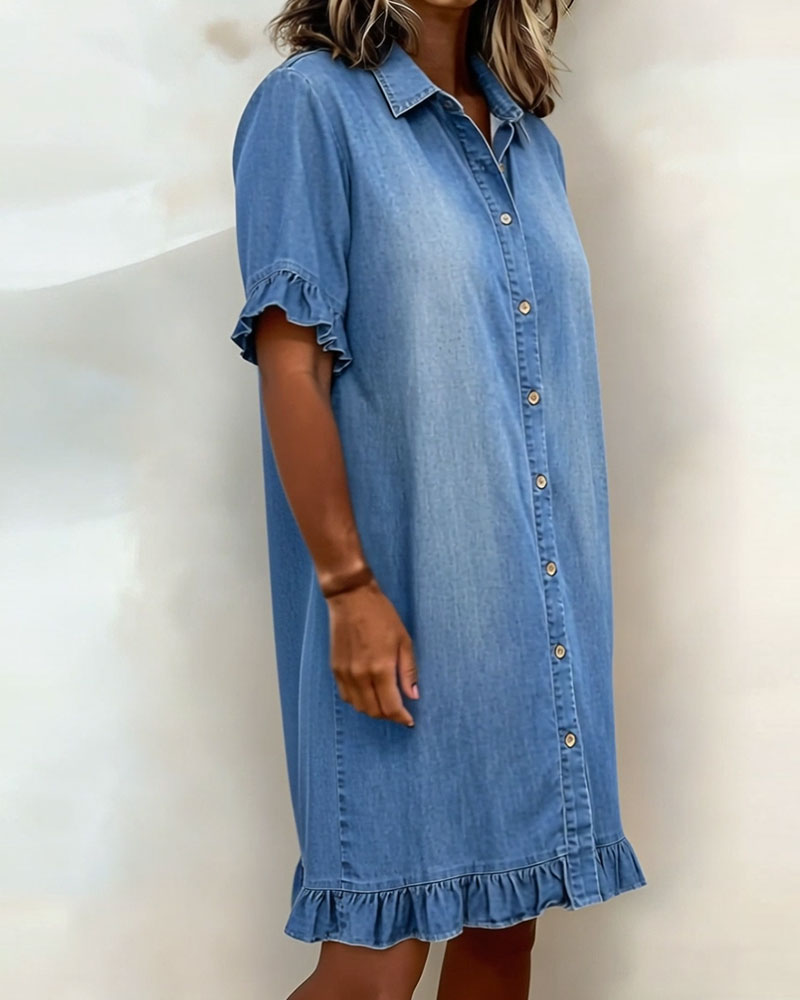 Van Delft Mode® | Mukava denim-mekko imartelevilla rypytyksillä