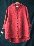 Lily | Puuvilla-linjakangas röyhelöblouse
